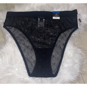 INC International Concepts Monogram Lace Sheer Bikini Panties Womens XL Black